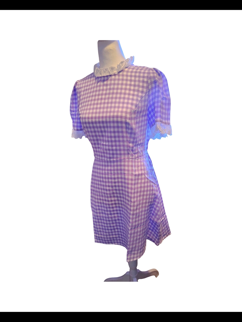 NWOT Size XS Allegra K Purple Gingham Short Sleeve Dress - Picture 3 of 12